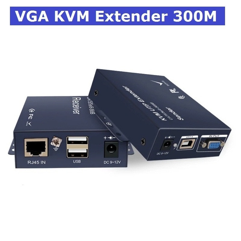 ִ 300m VGA USB KVM Extender IP Ʈũ 1000Ft ̻ Cat5/5e/6 ̺ 1080P Ű 콺 KVM Extender VGA  ۽ű